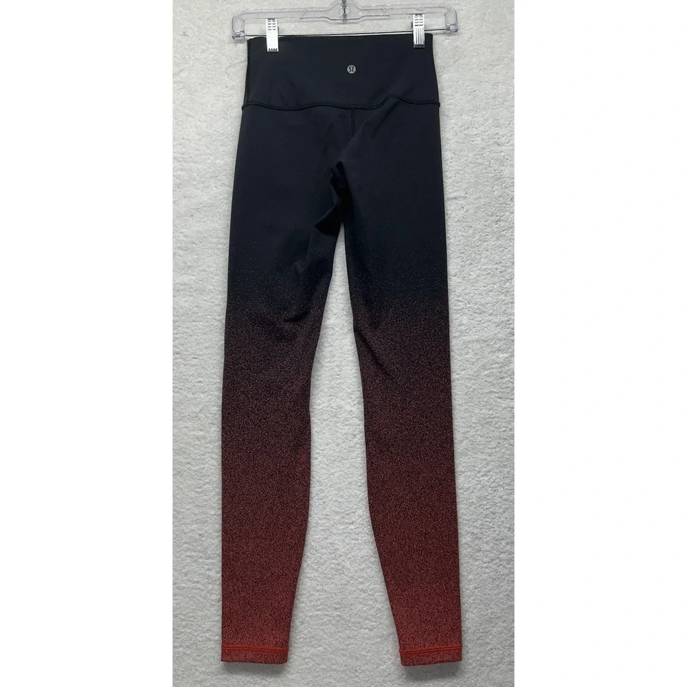 Lululemon Womens Size 4 Black Orange Wunder Under Legging Pants (L9)